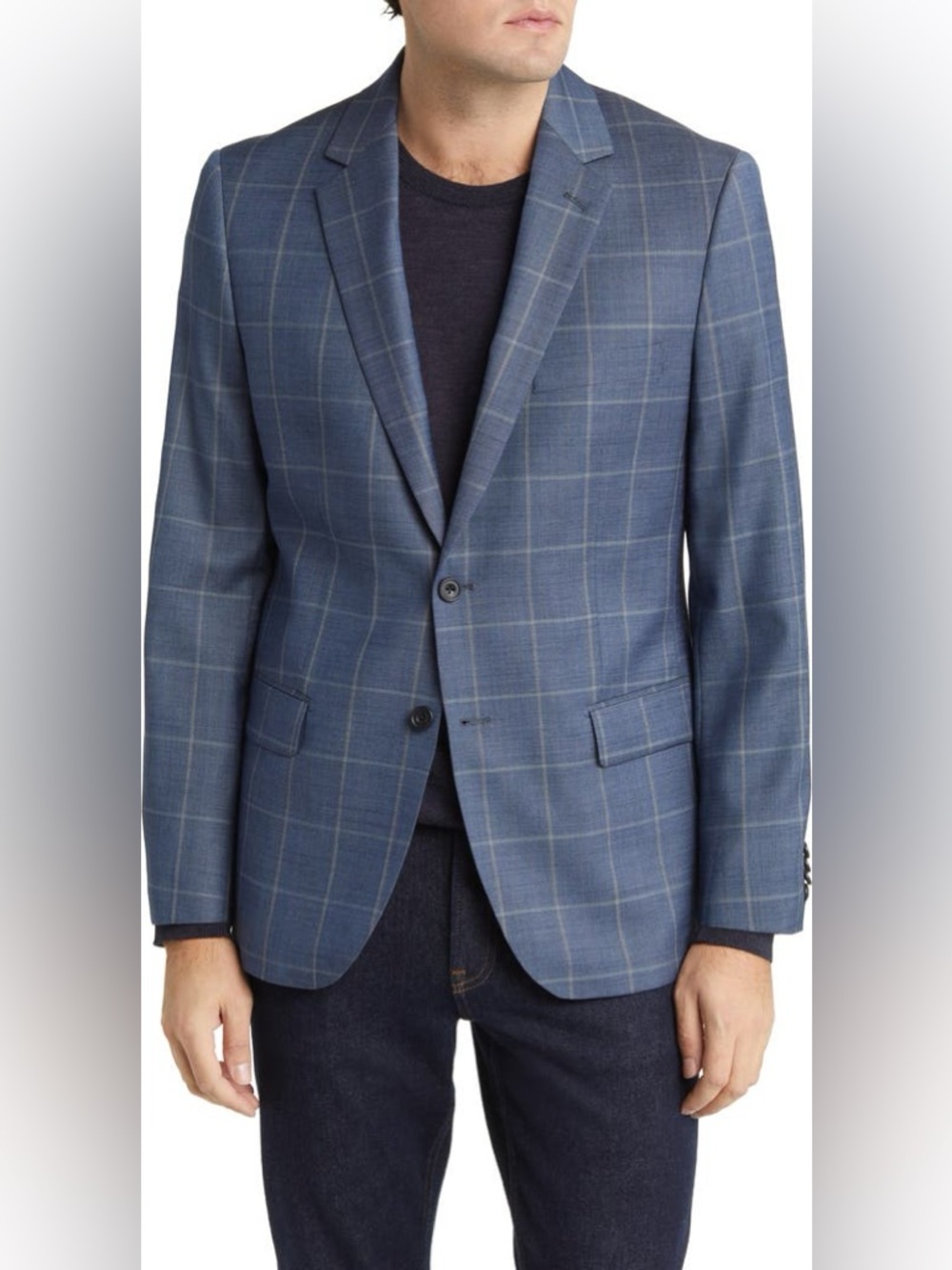 Daniel Hechter Windowpane Check Wool Blazer size 42R great condition